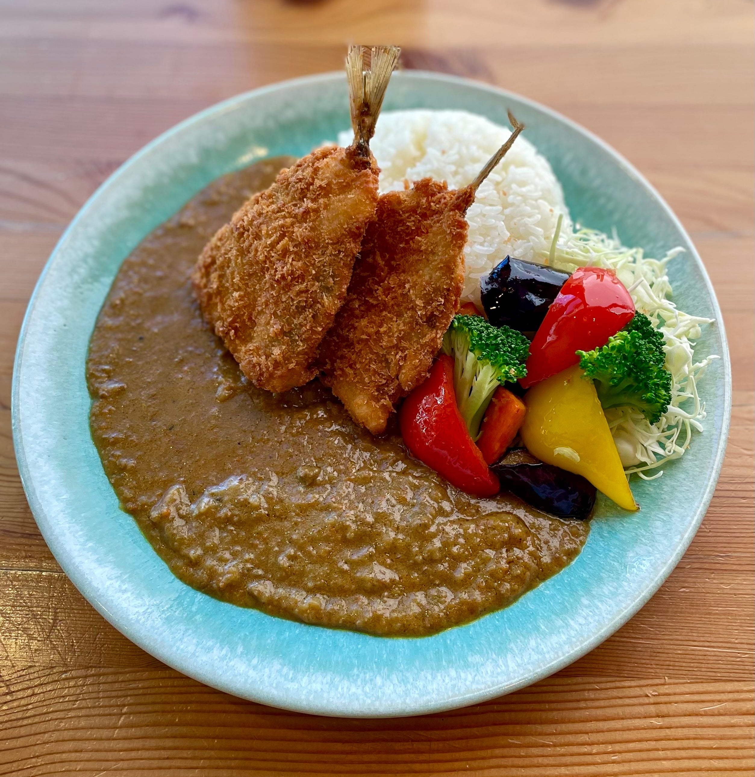 Beef curry with Fried Aji